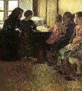 oscar bjorck madam henriksens pigeskole i skagen oil painting